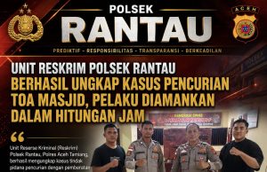 KASUS PENCURIAN TOA MASJID, PELAKU DIAMANKAN DALAM HITUNGAN JAM OLEHUNIT RESKRIM POLSEK RANTAU