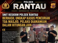 KASUS PENCURIAN TOA MASJID, PELAKU DIAMANKAN DALAM HITUNGAN JAM OLEHUNIT RESKRIM POLSEK RANTAU