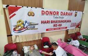 Dalam Rangka Memperingati HUT POLRI Ke-80,Polres Aceh Tamiang Adakan Donor Darah Di Mapolres.