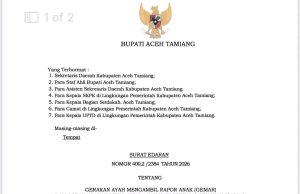 Surat Edaran Himbauan Bupati Hari Pertama Sekolah Wajib Ayah Mendampingi Putra/Putrinya.