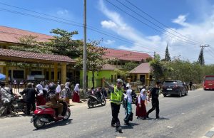 Sat Lantas Polres Aceh Tamiang Pastikan Zona Aman Sekolah Lancar Dan Tertib